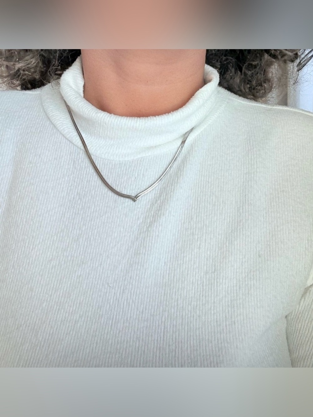Silver Plated Stainless Steel V Choker Necklace